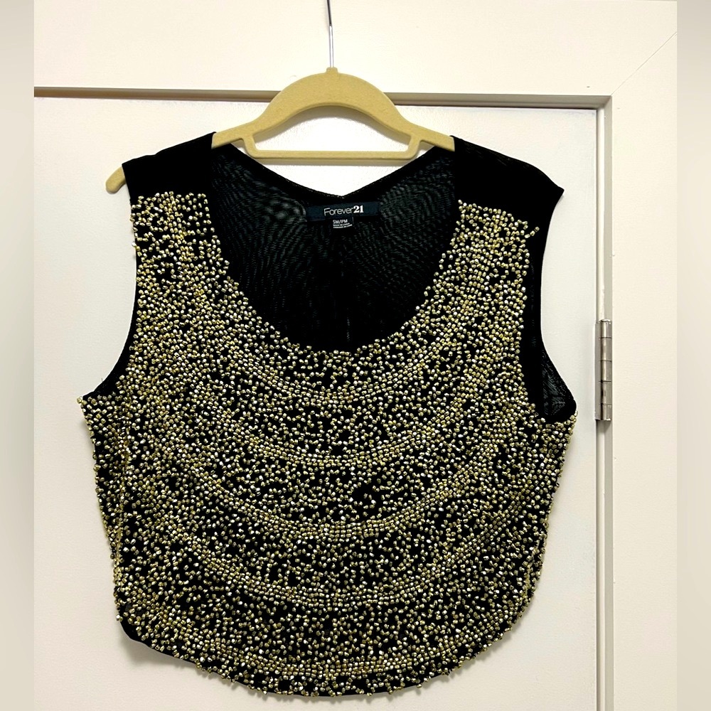 Forever 21 Gold Beaded Crop Top